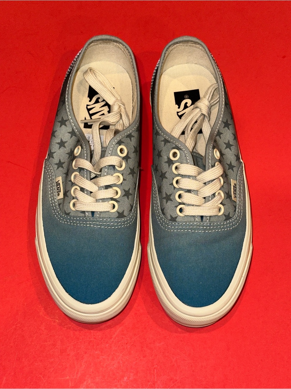 Vans Authentic 44 LX Echoes Men 6.5 Women 8 Puritan Grey Blue Stars Skate Shoes